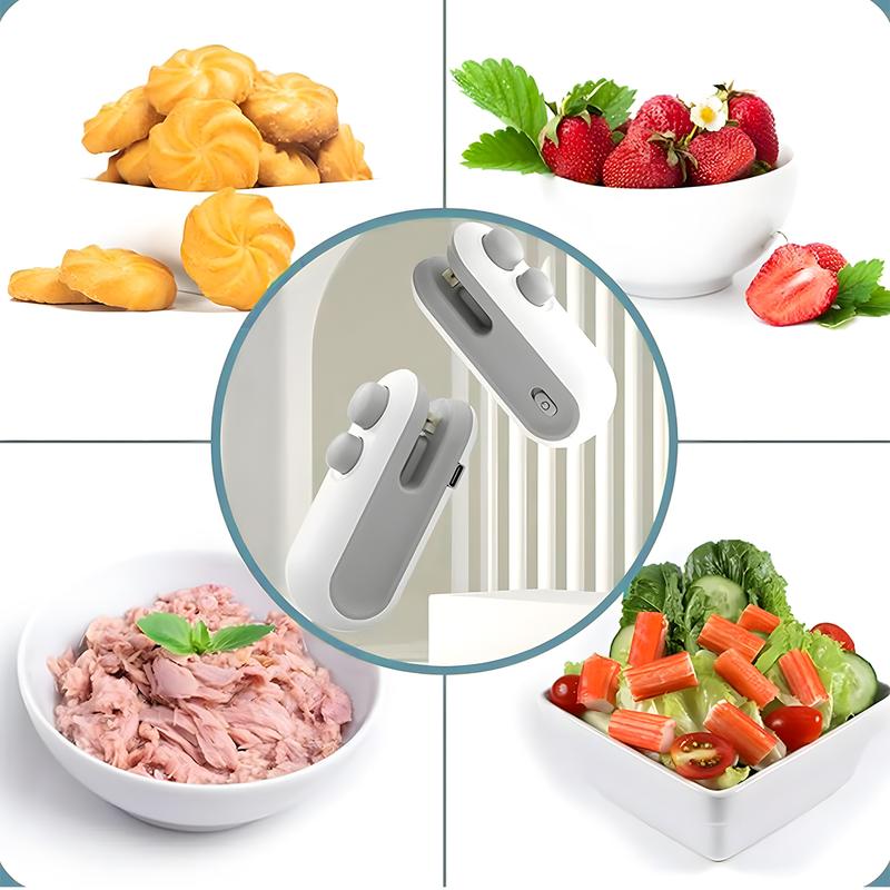 Mini Bag Sealer, 2025 Upgrade 2 in 1 Magnetic Food Sealer, Small 2 in 1 Rechargeable Magnetic Snack Sealer Household Mini, Heat Sealer with Cutter USB Rechargeable for Kitchen