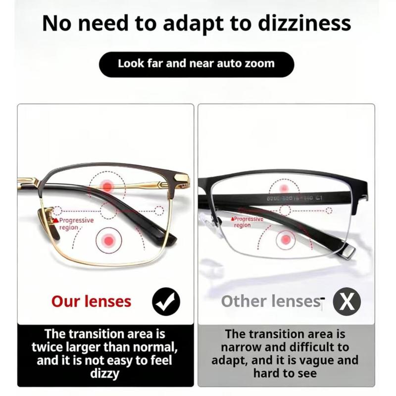 Smart Zoom Frameless Reading Glasses Auto Focus Multifocal Blue Light Filter UV Sun Protection Soft Silicone Nose Pads, HD Vision for Phone & Computer（+1.00 to +4.00 Diopters）