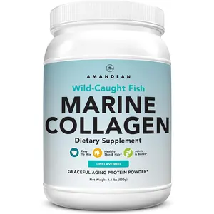 Marine Collagen Peptides Powder Type I & III, Double Hydrolyzed Fish Collagen, Unflavored, Easy Mix