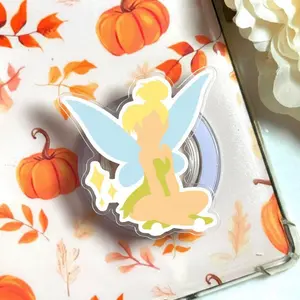 Magical Green Fairy Phone Grip, Pixie Dust Acrylic Holder, Neverland Inspired Phone Stand, Winged Character Accessory, Cute Gift for Her, Aesthetic Fantasy Tech Decor