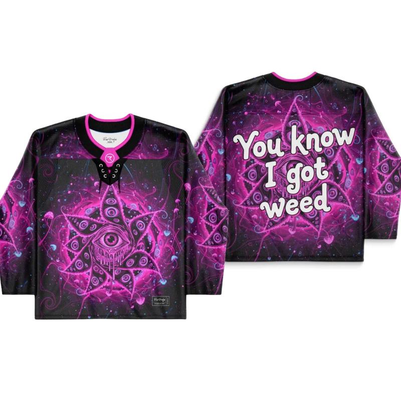 You know I got weed custom Hockey Jersey, Ravebonfire Jersey Shirt, EDM Festival Outfit for Shirt, Long Sleeve Rave Top, Gift Idea