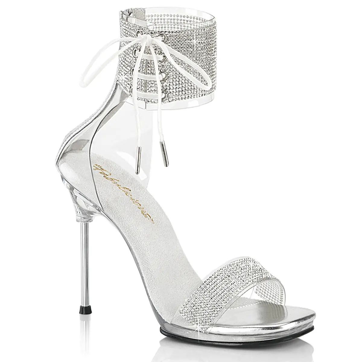 Women's Elegant Ankle Strap High Heel Sandals - Chic-47 Embellished Platform Heels, Open Toe Lace-Up Party Footwear
