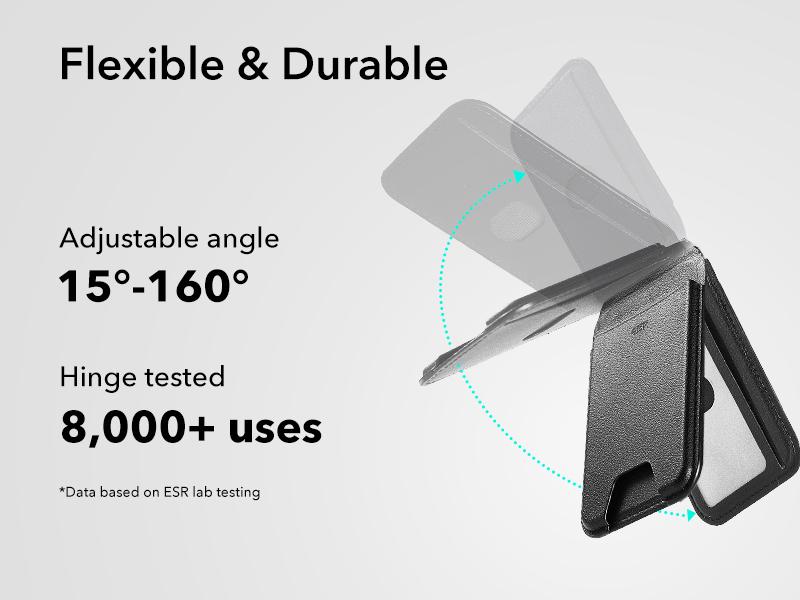 ESR Upgraded for MagSafe Wallet, 3/5 Card Holder, RFID Blocking, Magnetic Wallet for iPhone with Adjustable Stand, Slim for iPhone 17/16/15/14/13/12 Series, Not for Mini, Vegan Leathe