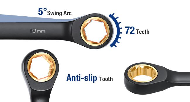 #SpringGlowUp WORKPRO 9-Pack Anti-Slip Ratcheting Combination Wrench Set, 72-Teeth, Cr-V Constructed, Black Ratchet Wrenches Set with Roll Up Pouch