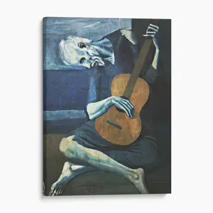 The Old Guitarist by Pablo Picasso Canvas Print, Blue Period Painting Wall Art, Vintage Classical Art Poster, Office & Modern Home Decor, Canvas or Poster Print