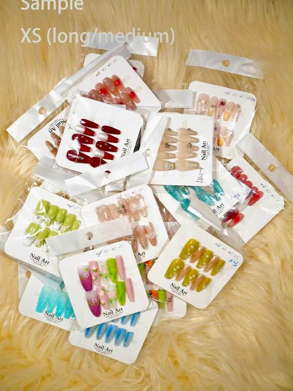 karina:20sets handmade press-on nails selectable size and length random style