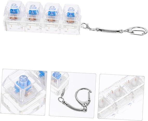 4-Hole Keyboard Fidget Toy for Adults Fidget Keyboard Clicker Toys with LED Lights Keychain Stress Relief for Anxiety Decompression (Black and White)