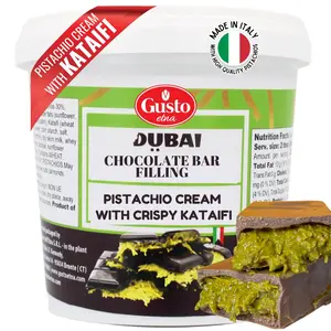 GUSTO ETNA Dubai Pistachio Chocolate Bar Filling- Pistachio Cream with Crispy Kataifi – Premium Crunchy Spread for Gourmet Dessert Spread, 35 oz (1kg), Product of Italy