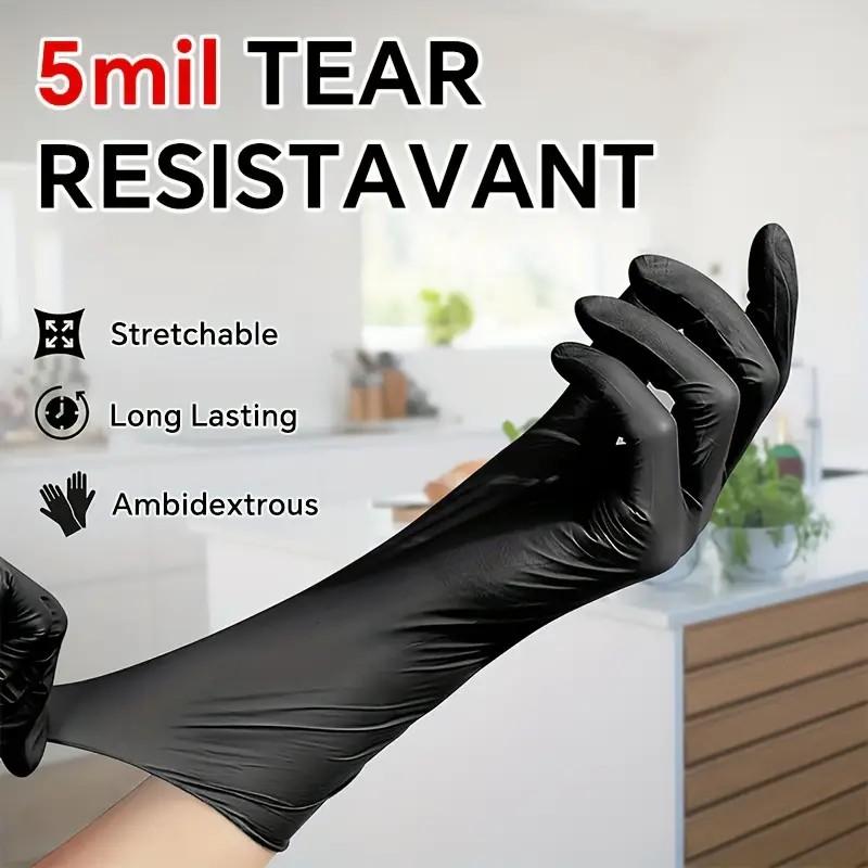 100/500/1000 Black Nitrile Exam Gloves 4 Mil, Powder-Free Disposable Gloves for Medical, First Aid,Cleaning Food Prep, Tattoo,Cooking