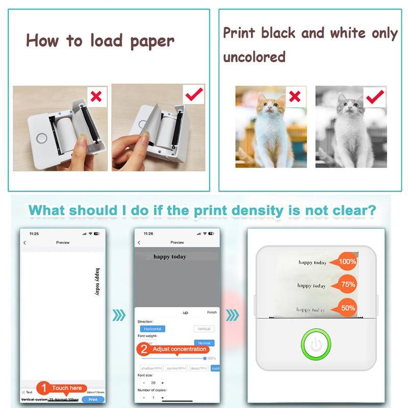 1 Count Portable Mini Printer,USB Rechargeable Bluetooth-compatible Thermal Printer with 5 Rolls Paper, Compatible with IOS & Android, Office Supplies,Pocket Printpod for Phone,Back-to-school gift, New Year gift, Children's Day gift,Party gift