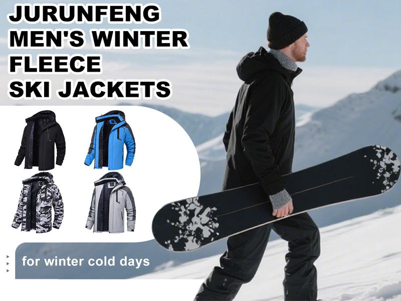 【Plus Size】Men's Winter Coats Waterproof Ski Snow Jacket Warm Fleece Jacket Parka Raincoats With Multi-Pockets Hooded Windproof Windbreaker Outdoor Fit Type Sports Outerwear【Plus Size,S-XXXXL】