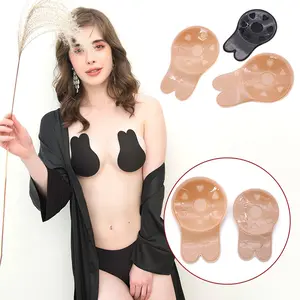 Women's Rabbit Ear Silicone Push-Up Bra Pads Accessories, Lady-Focused Sports Bra Add-Ons, Thin, Invisible, Breathable, Anti-Sagging, Anti-Bulge, Comfortable Seamless Summer Style