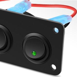 Nilight 5 Gang 3 Pin Rocker Switch Panel 20A Waterproof On Off 12V Green Toggle for Cars Trucks Boats