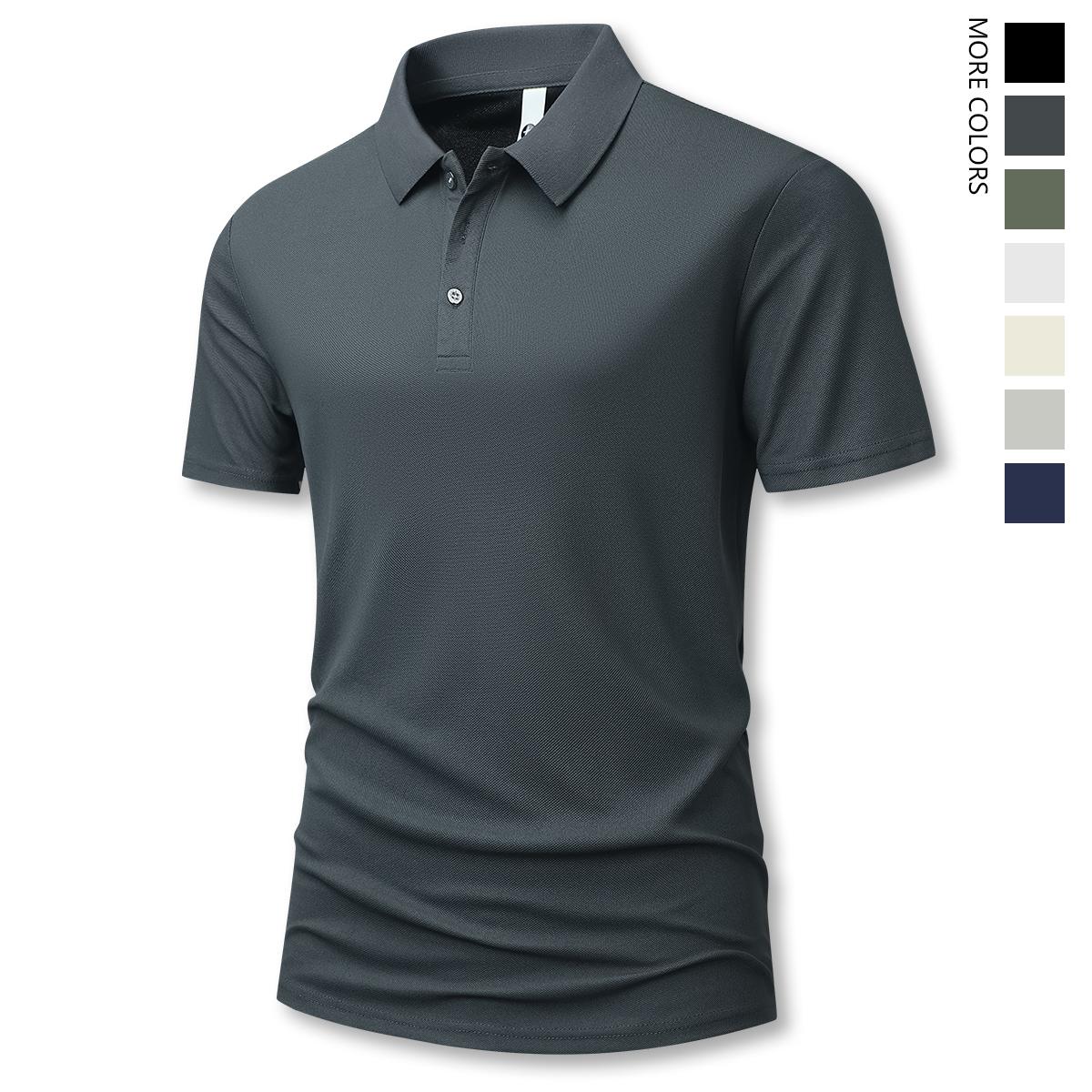 Men’s Summer Short-Sleeve Polo T‑Shirt, Lightweight Thin Design, Solid Color, Versatile Retro Minimalist Fashion, Perfect for Vacation, Outdoor Activities, and Casual Wear