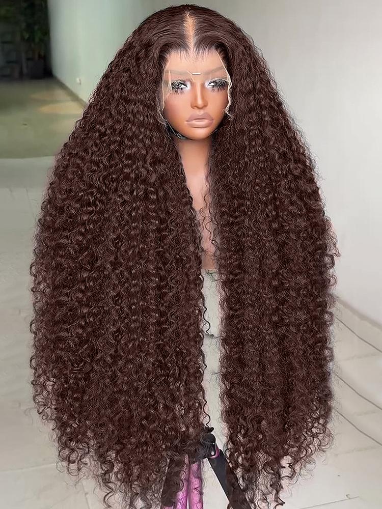 30 32 Inch Chocolate Brown Deep Wave 13x4 Lace Frontal Closure Wig Real Brazilian Human Hair Wig For Women 13x6 HD Transparent Lace Front Human Hair Wig No odor No knots Tiktokshopbacktoschool
