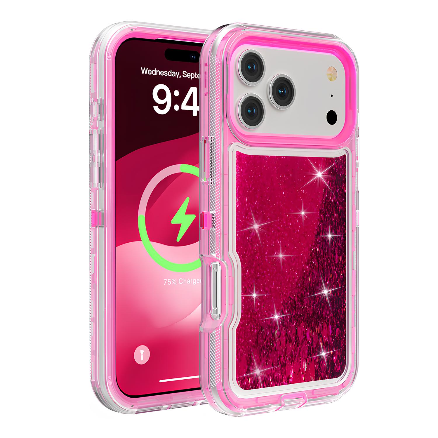 Liquid Glitter Case for iPhone 17 16 15 14 13 Pro Max Shockproof Phone Case,Colorful Quicksand TPU Bling Flowing Liquid Floating Sparkly Hybrid Heavy Duty Case