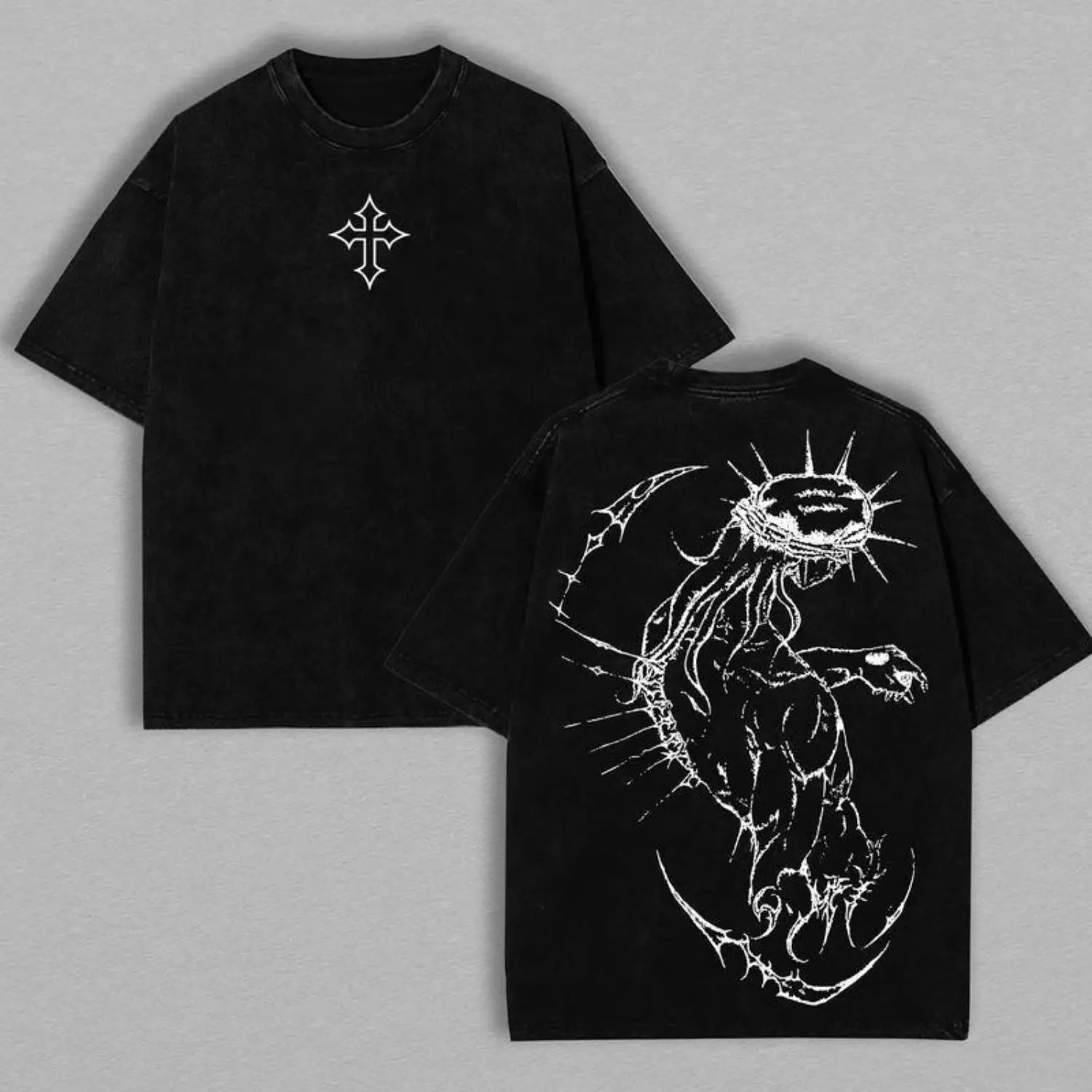 Men's Oversized Cotton T-Shirt, Stylish Short Sleeve Gym Pump Cover with Christian Cross Graphic Print, Shortsleeve, Sports, Minimalist, Soft, Tshirt, Classic, Casual