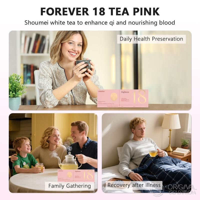 Forever 18 Tea Blue&Pink With Pressure Thermos  (90g 3g×3packs×10boxes)(red dates, wolfberry,Shoumei white tea)  (Shoumei white tea, black wolfberry, astragalus)