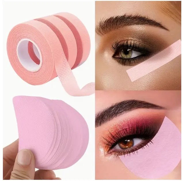 3 Rolls Lash Tape, 10pcs Eyeshadow Shields，Self-Adhesive Eyelash Tape for Eyelash Extensions, Soft and Breathable Micropore Eyelash Extension Tape Supplies for Lash Clusters Eyeshadow Makeup