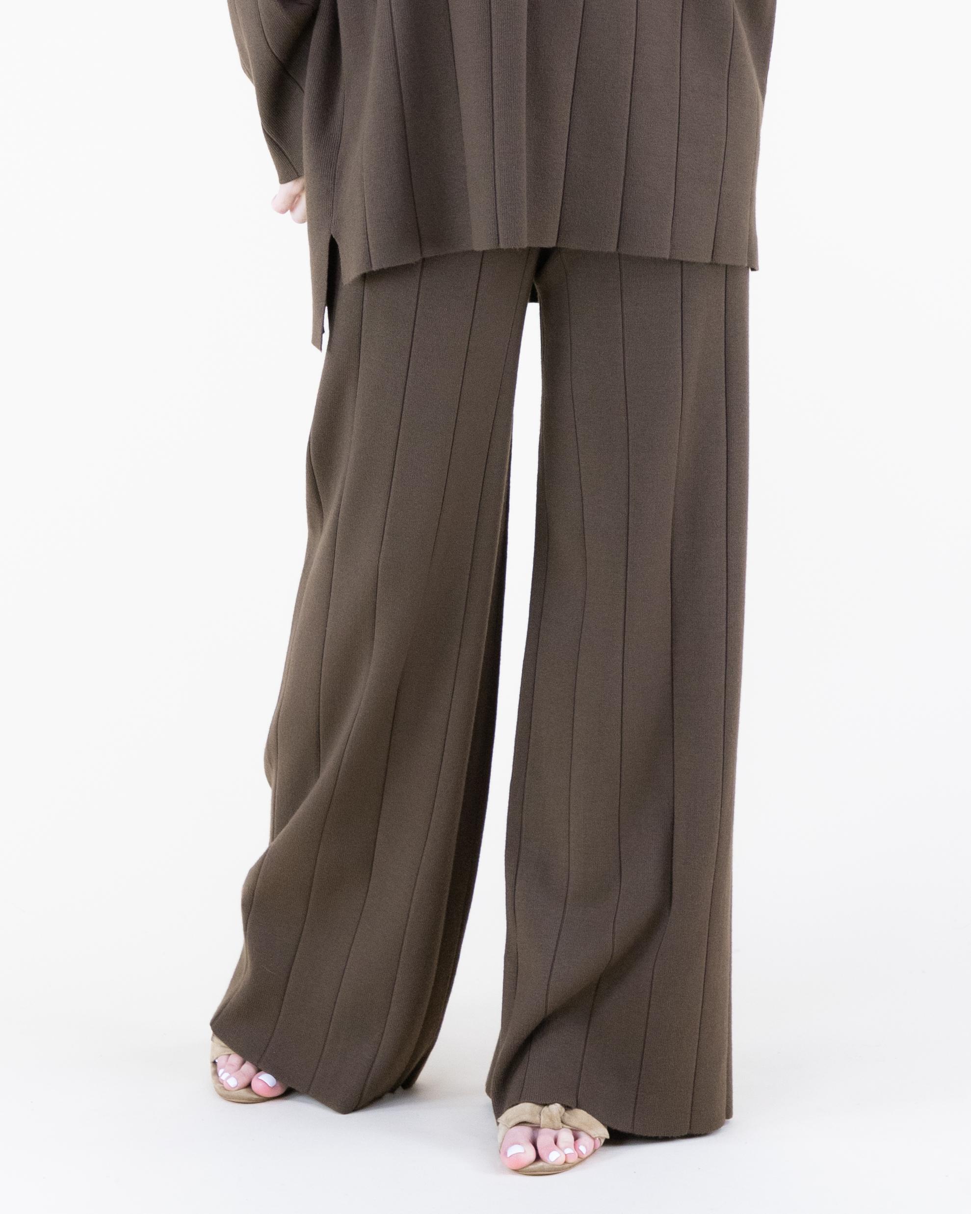 Women's Ribbed High-Neck Sweater & Matching Wide-Leg Pants Womenswear Top, Pants or Two-Piece Set Options