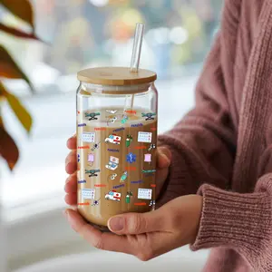 EMS Life Glass Cup | Paramedic Iced Coffee Cup | Bamboo Lid & Straw | EMT Tumbler | EMS Week Gift | Paramedic Gift