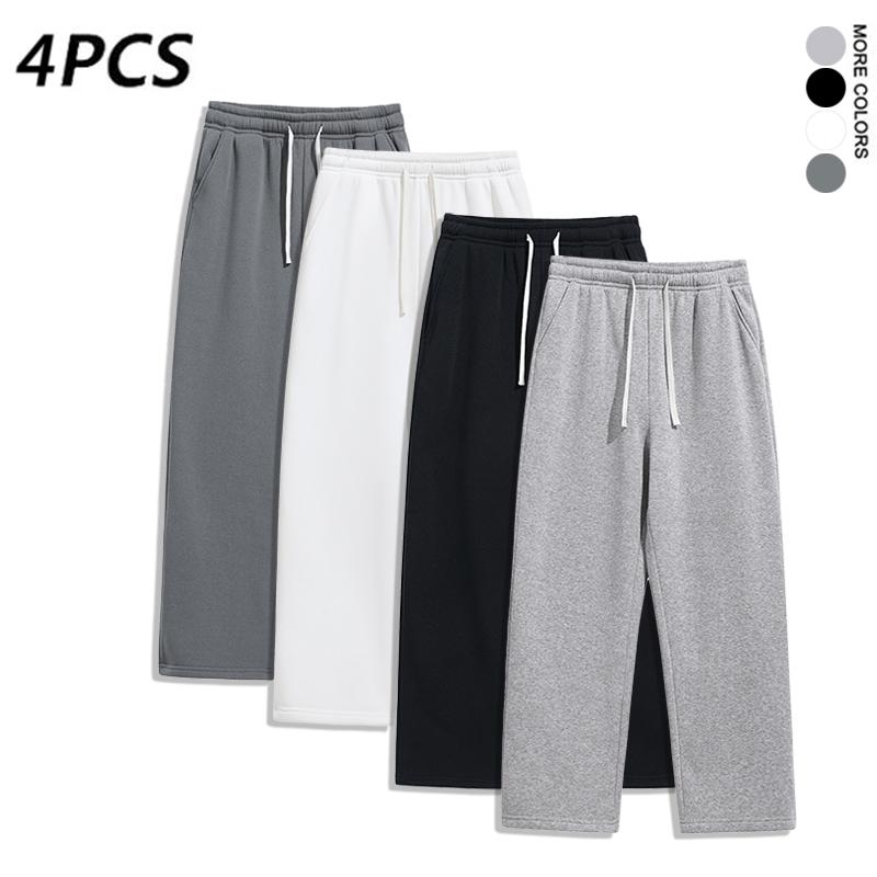 4Pack Men’s spring/summer solid-color drawstring sweatpants, comfortable and casual (available in 4-pack and single-pack options). pants