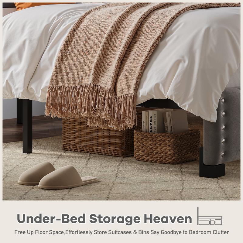 Bed Frame King Size with LED lIghts & Charging Station, Upholstered Queen Bed Frame with Shelves, Luxury Bedframe, Bedroom FurnitureNo Mattress, Noise Free, Holds 880LBS, Wood Slats & Metal Frame, Beige, Gray Bed Frame King Size with LED lIghts & Charging Station, Upholstered Queen Bed Frame with Shelves, Luxury Bedframe, Bedroom FurnitureNo Mattress, Noise Free, Holds 880LBS, Wood Slats & Metal Frame, Beige, Gray