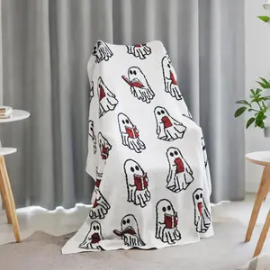 Ghost Reading Blanket, 2026 New Halloween Ghost Reading a Book Throw Blanket 50 x 60'', Flannel Fleece Blanket Gift