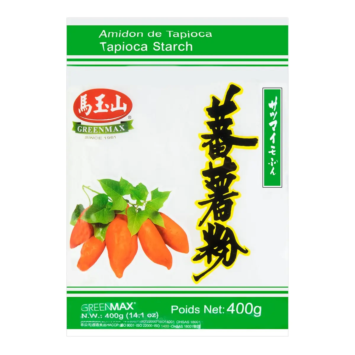 GREENMAX Taiwanese Sweet Potato Starch Flour 400g - Premium Gluten-Free Thickener for Cooking & Baking