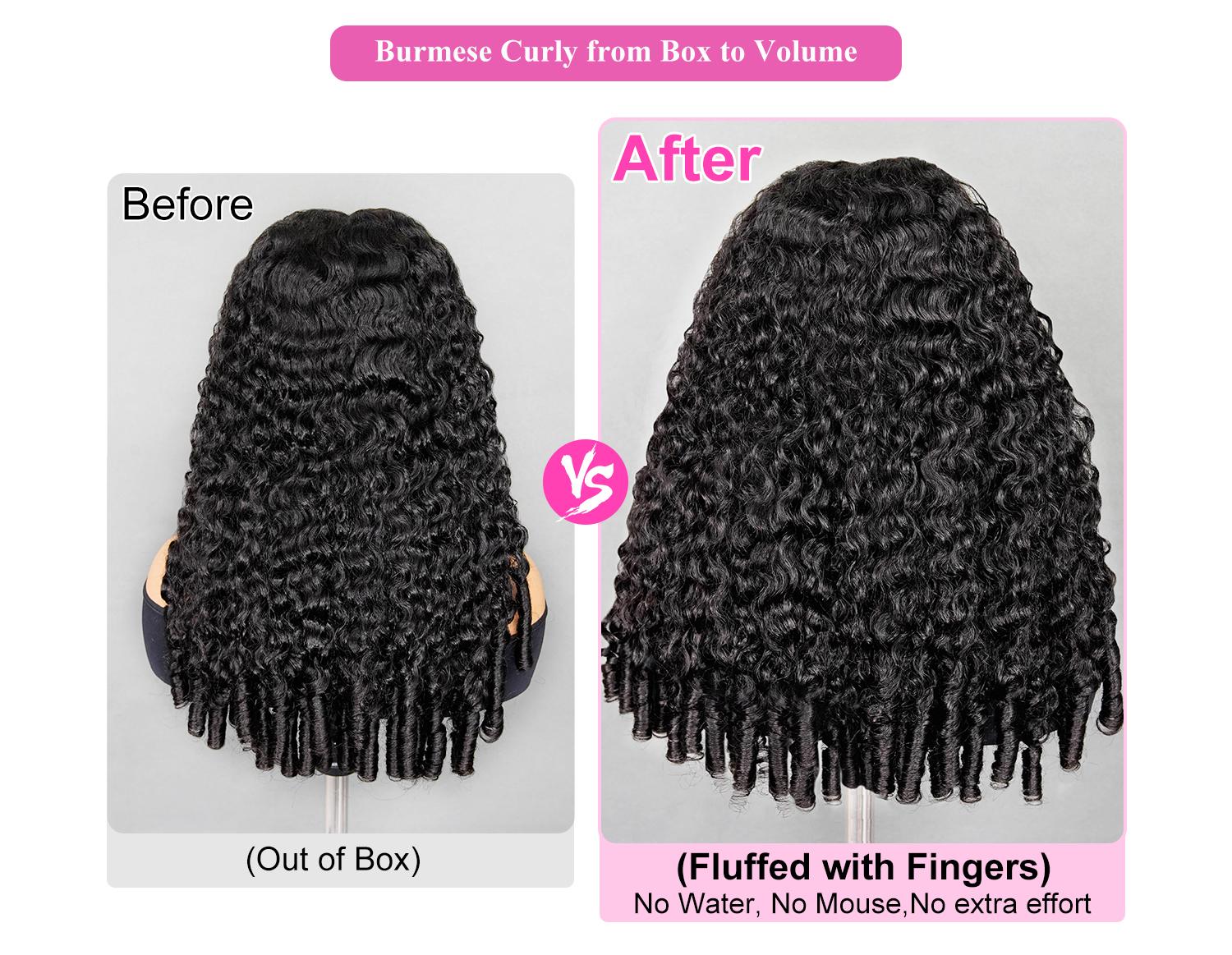 [Wear Go Half Wig] BGMgirl Burmese Curly Wear Go Spiral Curly Ends Half Wig Invisible Hairline Draw-string Cap Seamless Flip Over Locs Style Human Hair Wig Beginner Friendly Vacation Hair Updo Down Style TikTokShopBlackFriday