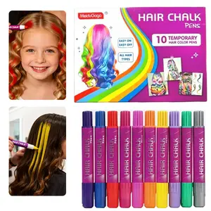 10-Color Hair Chalk Set for Girls - Non-Toxic, Easy-to-Apply, Washable Colourful Hair Dye Pens for Kids, Perfect for Creative DIY Hair Designs, Temporary Vibrant Hair Dye Pens