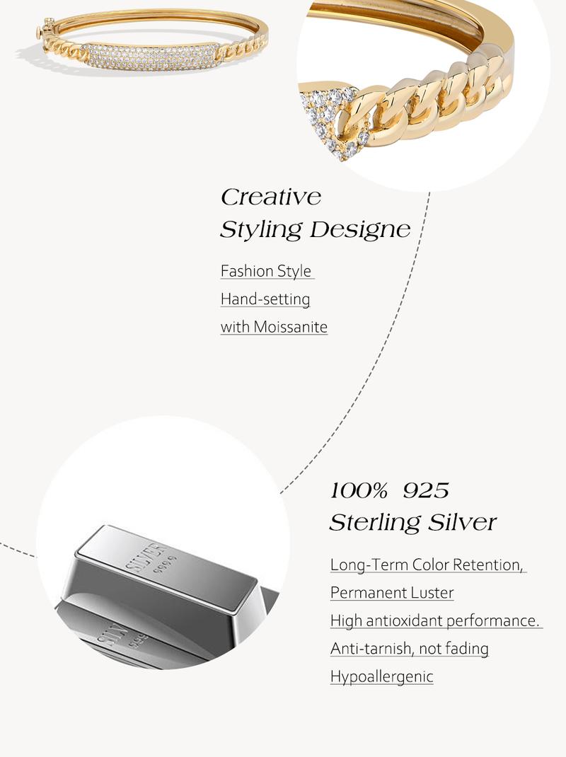 ATTAGEMS Special Design Fashion Bracelet Round Cut Lab-Created Moissanite Bracelet Hypoallergenic Everyday Daily Wear Engagement Exquisite Jewelry Holiday Gift B070