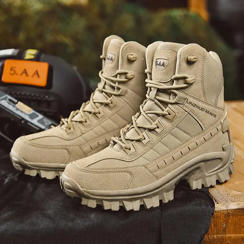 Men's Tactical Boots Lightweight Comfortable All-Day Work Boots with Side Zipper for Motorcycle Combat Hiking Safety Outdoor Shoes Fathersdaygift Asymmetrical Structure Highly Adjustable Laces tiktokshopbacktoschool