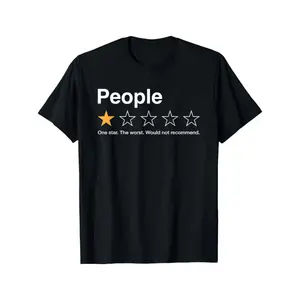 People One Star Rating Would Not Recommend Introvert T-Shirt Casual Streetwear Crewneck Tshirt