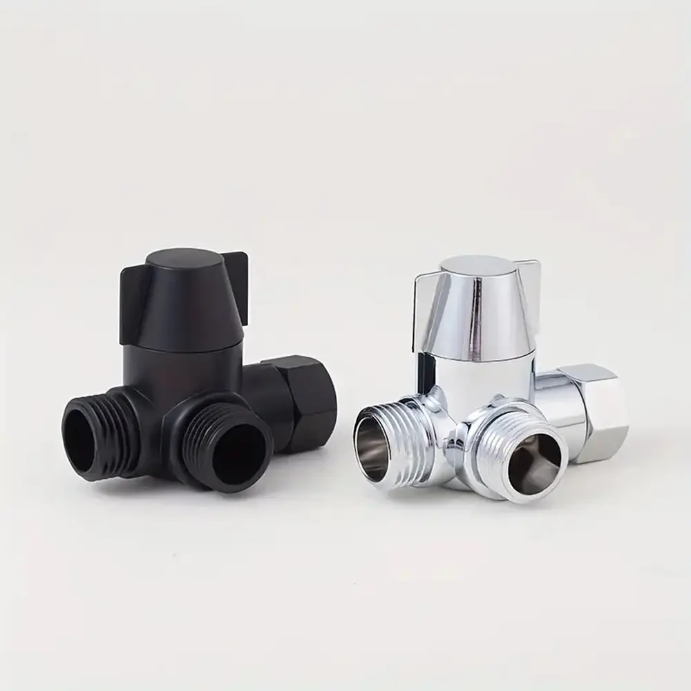 3-Way Shower Diverter Valve, G1/2 Inch Universal Chrome Plumbing, Leak-Proof Design, Durable Plastic Construction, Bathroom Use