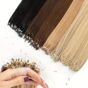 2025 NEW 50pcs Human Hair Micro Loop Extensions - Natural Straight, 12-20 Inches, 30g Each, Luxurious Black & Brown for Hair Enhancement