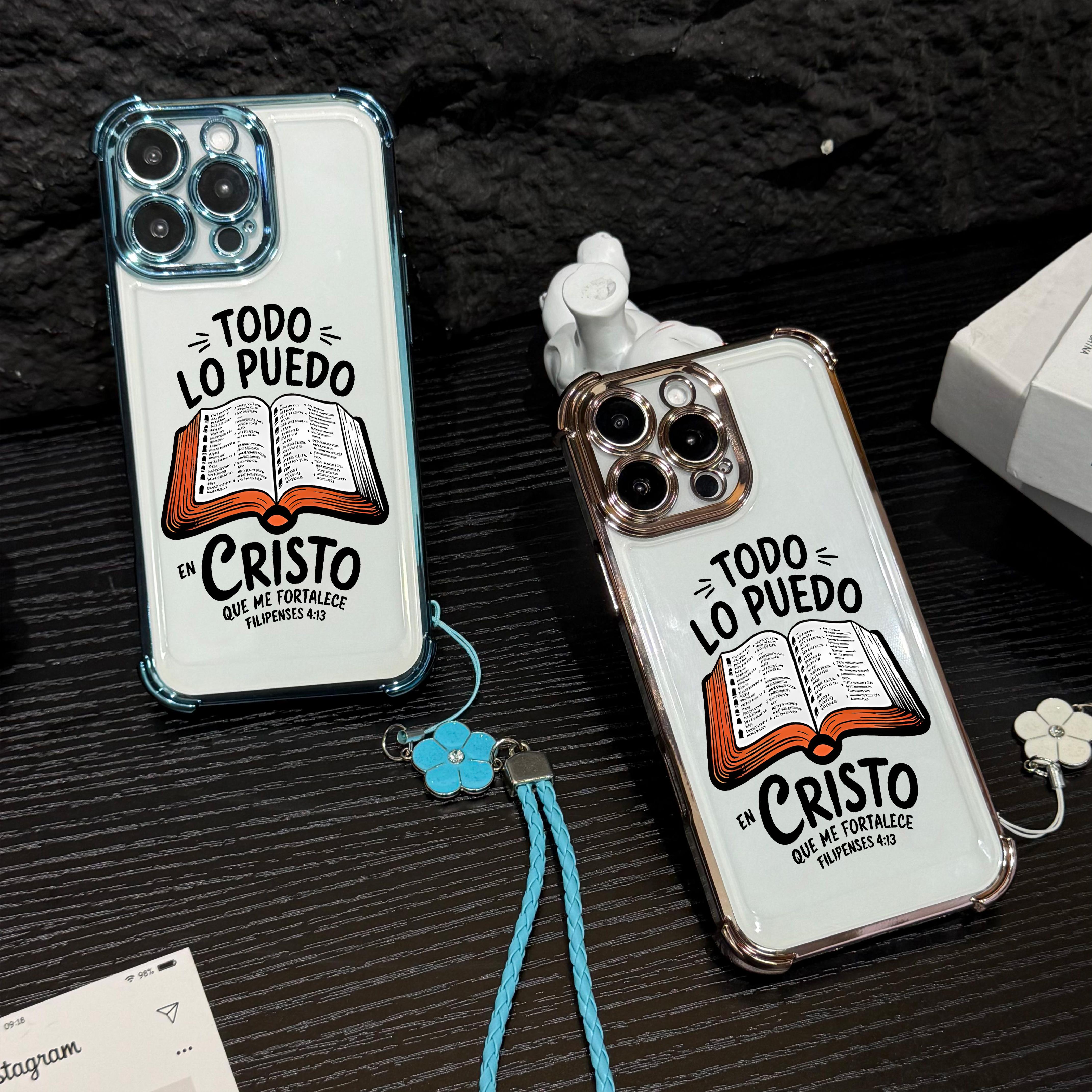 Bible Verse Aesthetic Christian Pattern Four Corner Anti-Fall Phone case for iPhone Samsung Galaxy 17Pro Max Air 16Plus 15 14 13 12 11 XR XS S26 S25 S24 S23 S22 cases, Transparent cover, Non-Yellowing, Shockproof Soft silicone, Gifts for girls.JL39