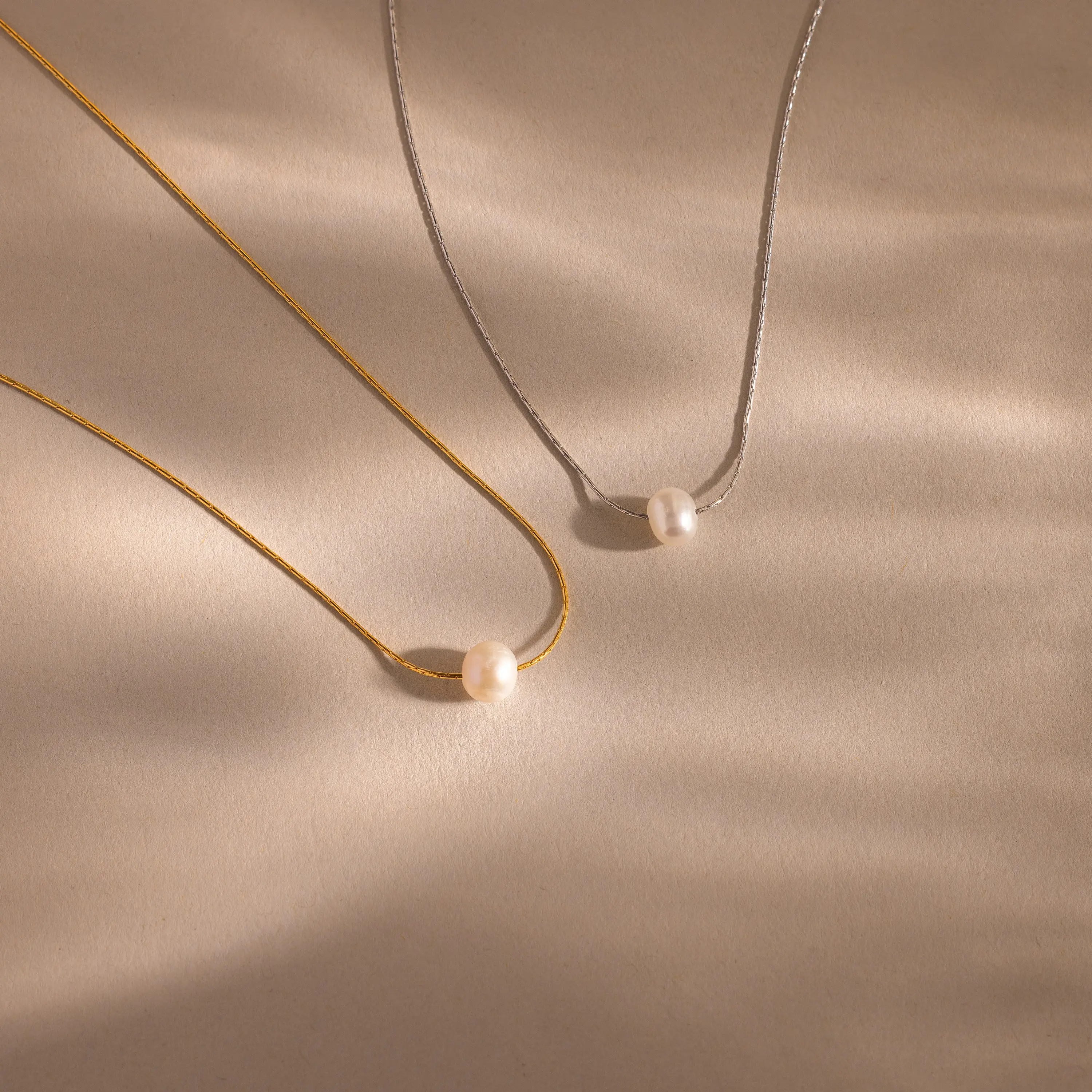 Pearl Dot Necklace by Caitlyn Minimalist - Dainty Pearl Bead Charm Necklace - Minimalist Everyday Necklace - Bridal Jewelry - Gift for Her