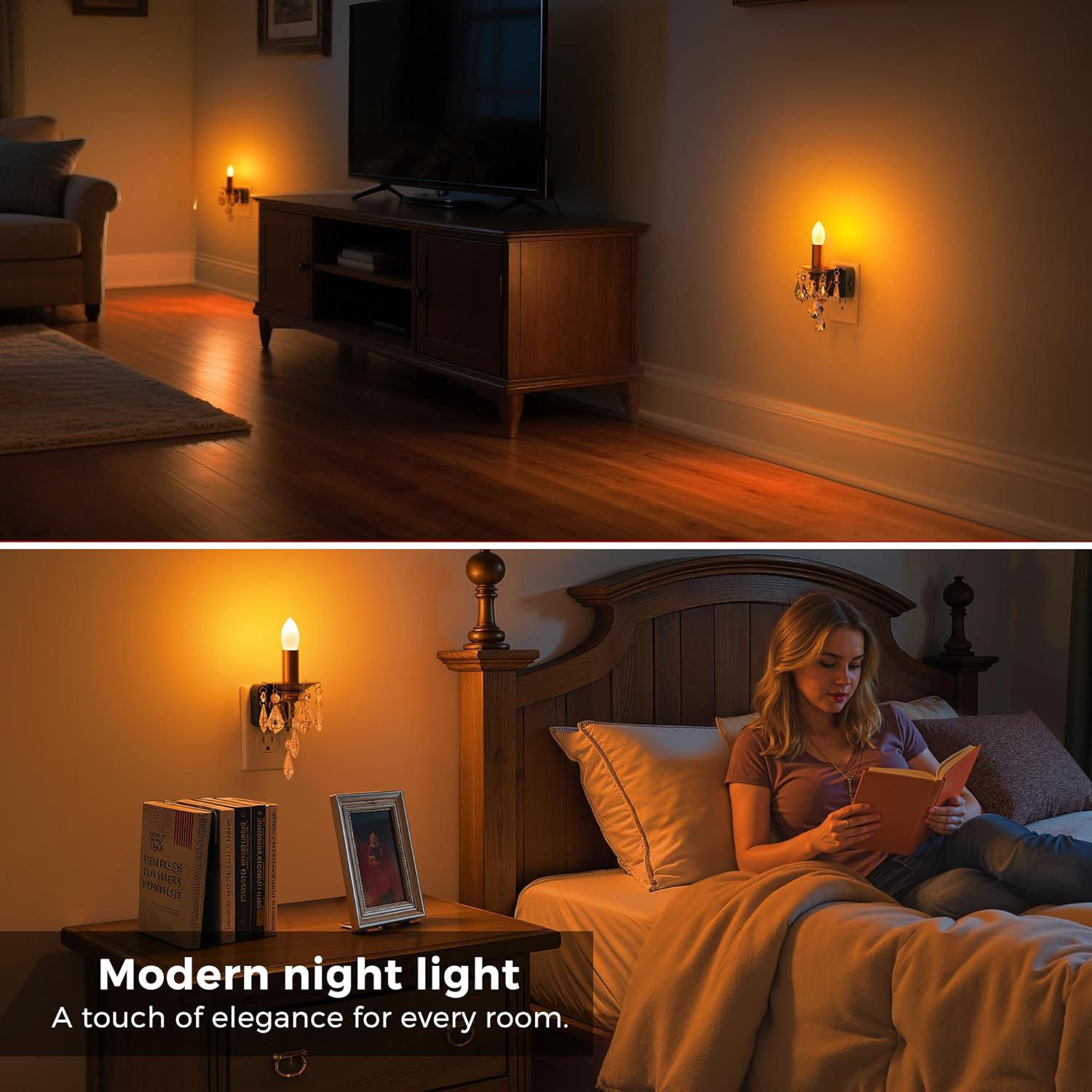 DORESSHOP Candle Style Night Light with Light Sensor, Flameless Decoration Light with Function for Dinng Room,Living Room, Bedroom