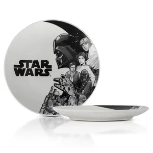 Star Wars Black-and-White Collage 8-Inch Ceramic Coupe Dinner Plate