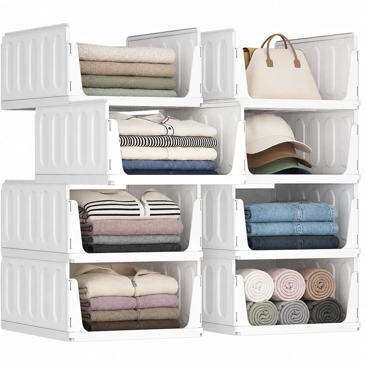 Lifewit Stackable Closet Organizers & Storage Bins for Clothes, Sweaters & Pants, Space-Saving Shelf Organizers for Bedroom, Dorm, RV & Pantry backtoschool