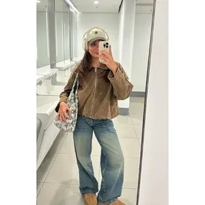 River Brown Suedette Bubble Hem Bomber Jacket