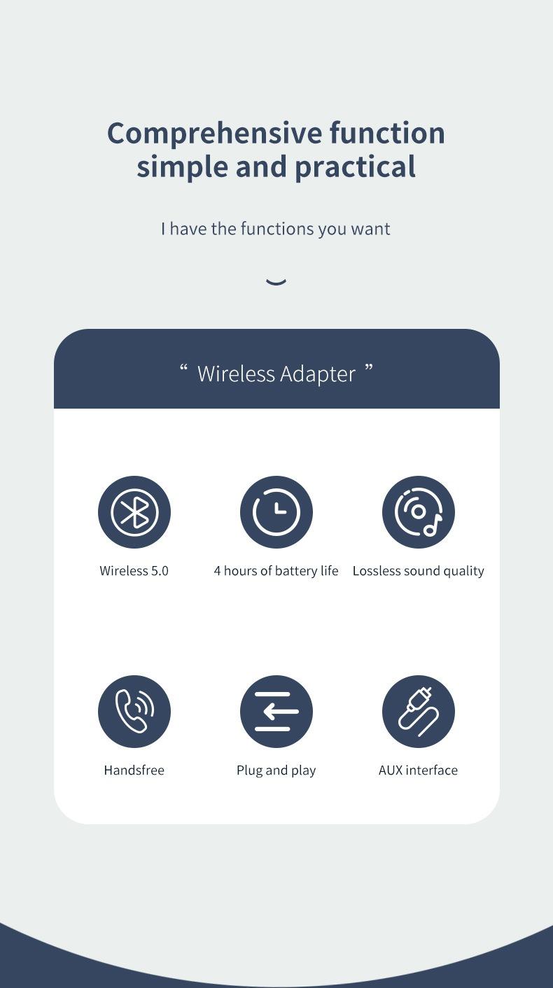 Bluetooth Audio Receiver Wireless FM Transmitter AUX Input Bluetooth-Compatible Sound Adapter for Car Automotive Bluetoothtransmitter Carplay Stick