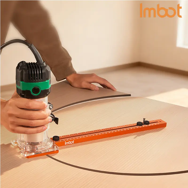 IMBOT Multi-function Aluminum Alloy Router Jig - Adjustable Radius Power Tool Accessory with Alloy Durability, Precision Grooving, Jig Milling Accessories, Circle Cutting, Cabinet Drilling, Guide Functions for Woodworking Projects, DIY Users, Durability A