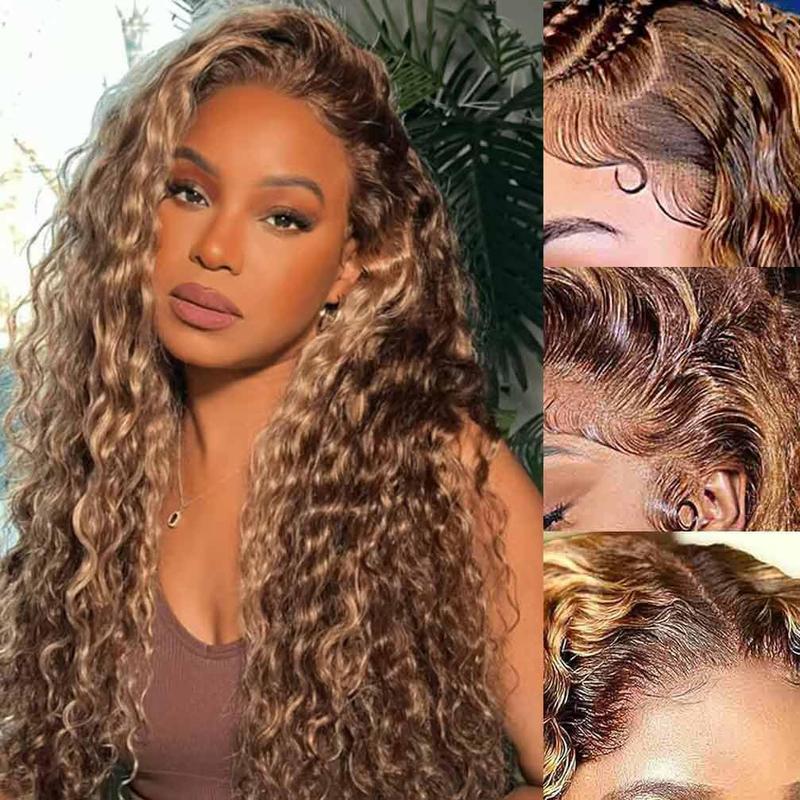 Highlight Ombre Lace Front Wig Human Hair 13x6 HD Honey Blonde 4/27 Deep Wave Lace Frontal Wigs Glueless Wigs Human Hair
