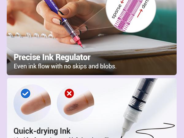 WRITECH Liquid Ink Rollerball Pens 8ct Assorted Colors 0.5mm Tip for Smooth Writing, Coloring, Drawing, and Journaling