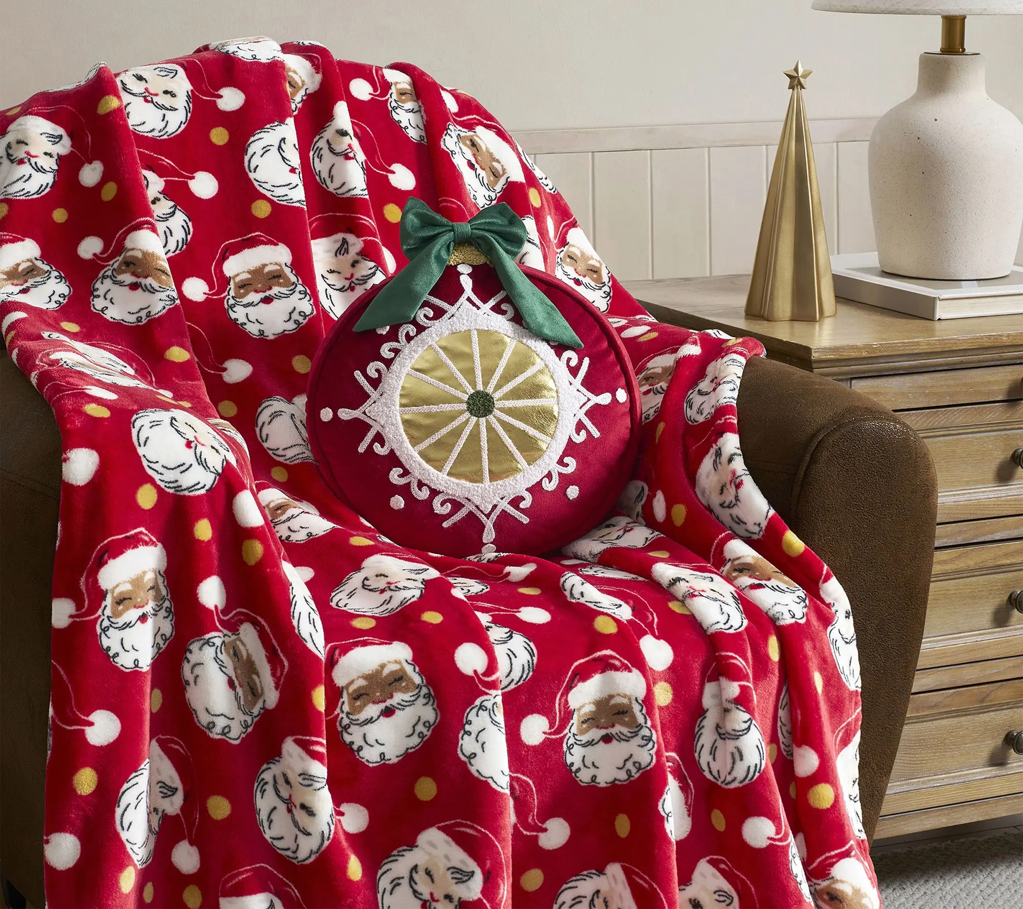 Hallmark 12" x 13" Red Ornament Shaped Holiday Dec Pillow