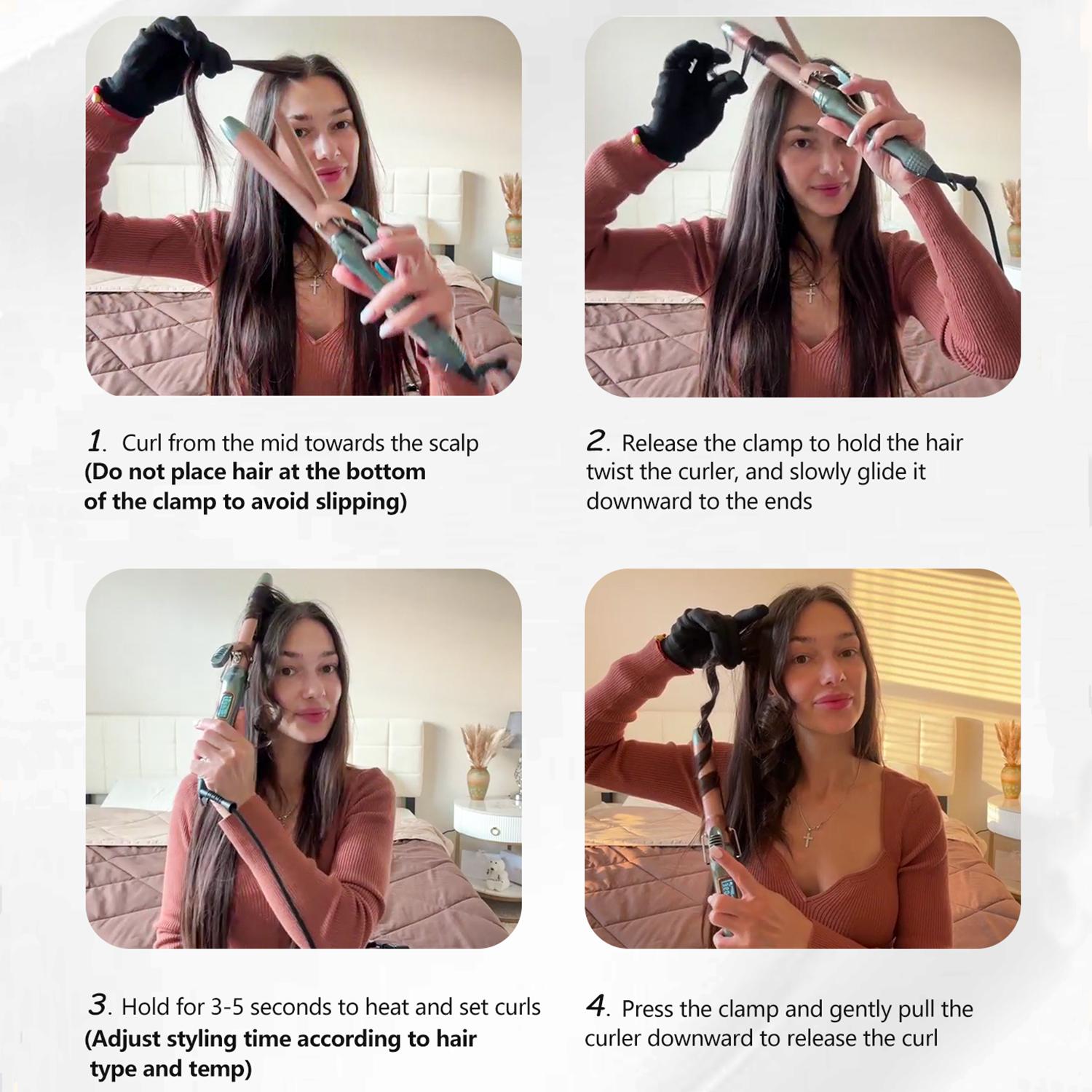 Thirtek 1/1.25/1.5 Inch Curling Iron with Ceramic Tourmaline Barrel, Curling Wands with 15 Temps for All Hair Types Long-Lasting, Smooth Salon Finish, 60-min Auto Shut-Off, Dual Voltage Hair Curler Adjustable planchas de cabello plancha de cabello