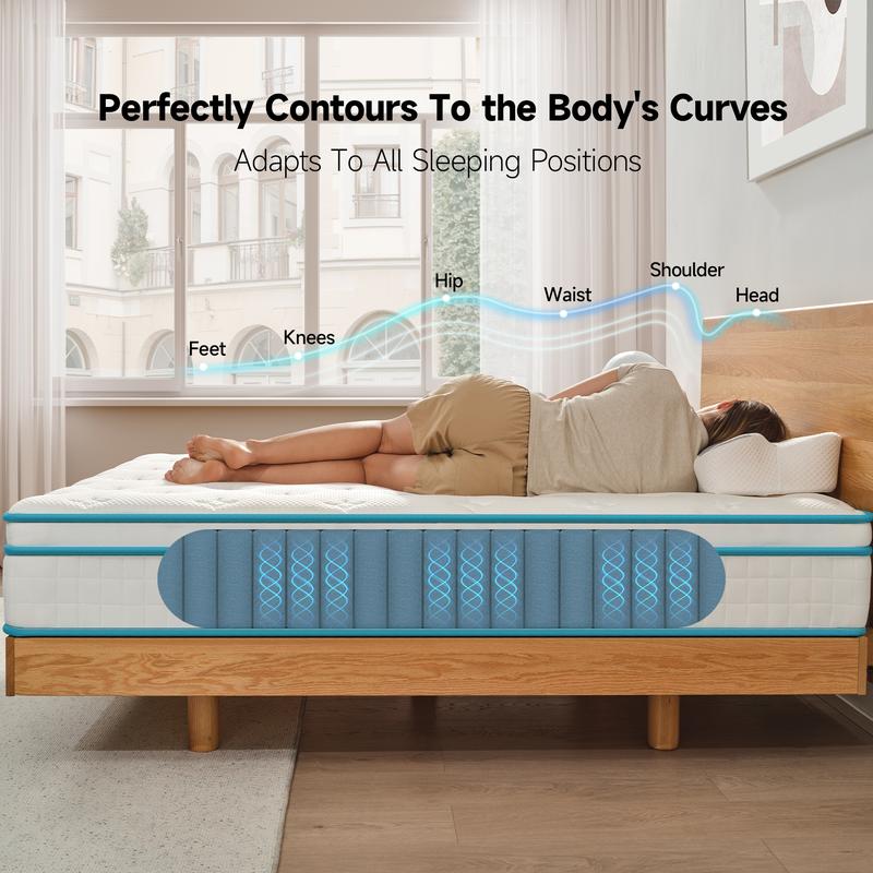 VIZIM Hybrid Mattresses in a Box, 10 & 12 Inch Memory Foam and Pocket Spring, Twin Full Queen Size Mattress, American style Breathable Bed with Motion Isolation & Pressure Relief VIZIM Hybrid Mattresses in a Box, 10 & 12 Inch Memory Foam and Pocket Spring, Twin Full Queen Size Mattress, American style Breathable Bed with Motion Isolation & Pressure Relief