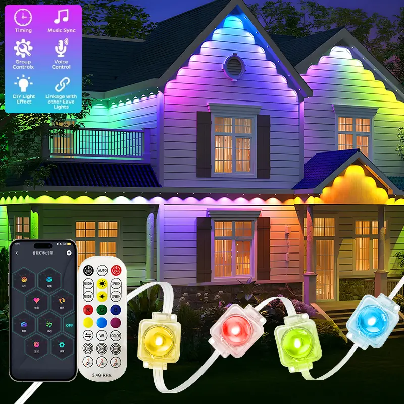 100Ft IP67 Waterproof Smart RGB LED Rope Lights, Multicolor LED Lighting with App & Infrared Remote Control, DIY Scene Modes for House Roof Christmas Aesthetic Holiday Decor, Waterproof Led